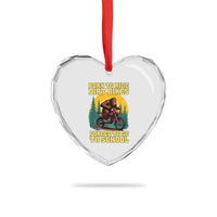 Funny Bigfoot Dirt Bike Heart Crystal Glass Ornament Born To Ride Dirt Bikes Forced To Go To School - Wonder Print Shop