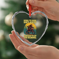 Funny Bigfoot Dirt Bike Heart Crystal Glass Ornament Born To Ride Dirt Bikes Forced To Go To School - Wonder Print Shop