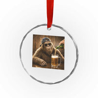 Funny Bigfoot Drinking Beer Crystal Glass Ornament Vintage Cool Sunglasses Sasquatch Pub Graphic
