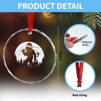 Funny Bigfoot Fishing Christmas Crystal Glass Ornament Sasquatch Moon Fisherman TS14