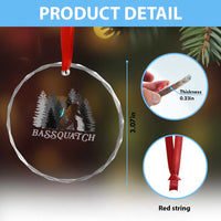 Funny Bigfoot Fishing Crystal Glass Ornament Bassquatch Sasquatch In The Forest Yeti - Wonder Print Shop