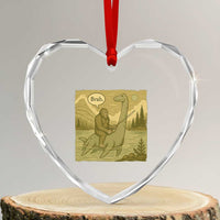Funny Bigfoot Fishing Heart Crystal Glass Ornament Sasquatch Loch Ness Monster Introvert Bruh - Wonder Print Shop