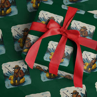 Funny Bigfoot Fishing Wrapping Paper Roll Sasquatch Sitting Rubber Duckie Cruise - Wonder Print Shop