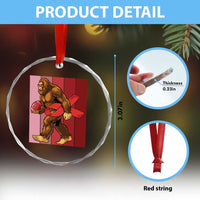 Funny Bigfoot Football HIV Awareness Crystal Glass Ornament Red Ribbon Retro Vintage Style Gift TS12