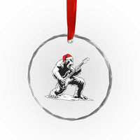 Funny Bigfoot Guitar Crystal Glass Ornament Rock and Roll Christmas - Wonder Print Shop