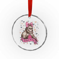 Funny Bigfoot Knitting Crystal Glass Ornament Knitter In The Wild TS12