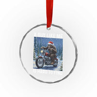 Funny Bigfoot Motorcycle Christmas Crystal Glass Ornament A Guy Like Me Is Hard To Forest Find TS14