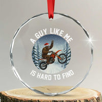 Funny Bigfoot Motorcycle Christmas Crystal Glass Ornament Sasquatch Rock On Hand Xmas TS14