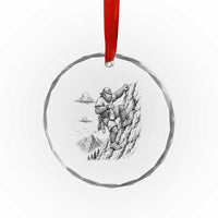 Funny Bigfoot Mountain Climber Crystal Glass Ornament Outdoor Hiking Adventure