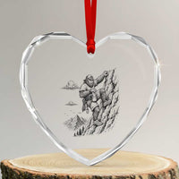Funny Bigfoot Mountain Climber Heart Crystal Glass Ornament Outdoor Hiking Adventure