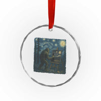 Funny Bigfoot Painting Starry Night Art Parody Gift Crystal Glass Ornament TS12