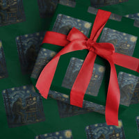 Funny Bigfoot Painting Starry Night Art Parody Gift Wrapping Paper Roll - Wonder Print Shop