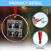 Funny Bigfoot Photobooth Christmas Crystal Glass Ornament Sasquatch Santa Claus Xmas TS14