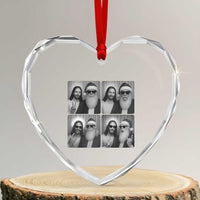 Funny Bigfoot Photobooth Christmas Heart Crystal Glass Ornament Sasquatch Jesus Christian Xmas - Wonder Print Shop