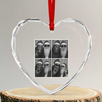 Funny Bigfoot Photobooth Christmas Heart Crystal Glass Ornament Sasquatch Santa Claus Xmas - Wonder Print Shop