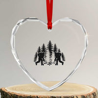 Funny Bigfoot Playing Ice Hockey Heart Crystal Glass Ornament Cryptid Lover Gift - Wonder Print Shop