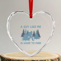 Funny Bigfoot Sasquatch Heart Crystal Glass Ornament A Guy Like Me Is Hard To Find Forest Silhouette - Wonder Print Shop
