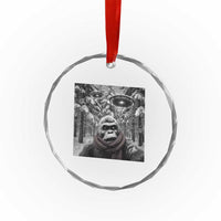 Funny Bigfoot Selfie Crystal Glass Ornament Sasquatch Alien UFO Christmas TS14