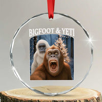 Funny Bigfoot Selfie Crystal Glass Ornament Sasquatch Yeti Christmas TS14