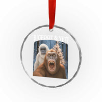 Funny Bigfoot Selfie Crystal Glass Ornament Sasquatch Yeti Christmas - Wonder Print Shop
