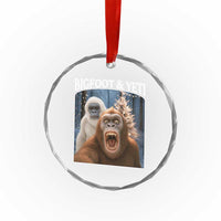 Funny Bigfoot Selfie Crystal Glass Ornament Sasquatch Yeti Christmas TS14