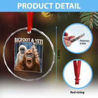 Funny Bigfoot Selfie Crystal Glass Ornament Sasquatch Yeti Christmas TS14