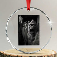 Funny Bigfoot Selfie Halloween Crystal Glass Ornament Sasquatch Ghost Haunted House TS14