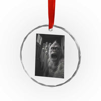 Funny Bigfoot Selfie Halloween Crystal Glass Ornament Sasquatch Ghost Haunted House - Wonder Print Shop