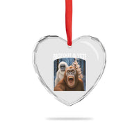 Funny Bigfoot Selfie Heart Crystal Glass Ornament Sasquatch Yeti Christmas - Wonder Print Shop