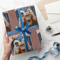 Funny Bigfoot Selfie Wrapping Paper Roll Sasquatch Yeti Christmas - Wonder Print Shop