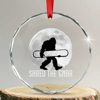 Funny Bigfoot Snowboarding Crystal Glass Ornament Shred The Gnar Moon Snowboard TS11