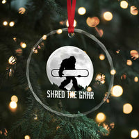 Funny Bigfoot Snowboarding Crystal Glass Ornament Shred The Gnar Moon Snowboard TS11