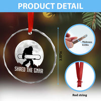 Funny Bigfoot Snowboarding Crystal Glass Ornament Shred The Gnar Moon Snowboard TS11