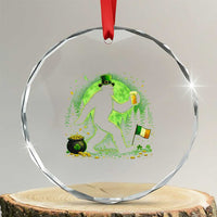 Funny Bigfoot St Patricks Day Crystal Glass Ornament Sasquatch Drinking Green Beer Lover