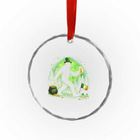 Funny Bigfoot St Patricks Day Crystal Glass Ornament Sasquatch Drinking Green Beer Lover