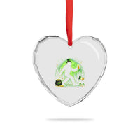 Funny Bigfoot St Patricks Day Heart Crystal Glass Ornament Sasquatch Drinking Green Beer Lover