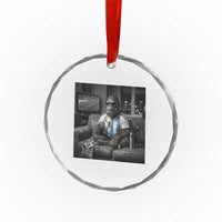 Funny Bigfoot Watching Soccer Crystal Glass Ornament Argentina Futbol Fan