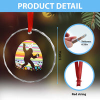 Funny Bigfot Easter Crystal Glass Ornament Sasquatch Rock On Rabbit