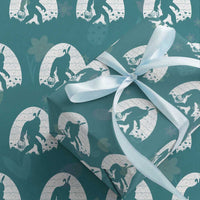 Funny Bigfot Easter Wrapping Paper Roll Sasquatch Rabbit Night Stroll Moon Egg