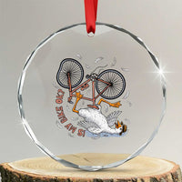 Funny Bike Crash Cycling Goose Lover Crystal Glass Ornament Is My Bike OK