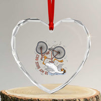 Funny Bike Crash Cycling Goose Lover Heart Crystal Glass Ornament Is My Bike OK