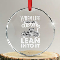 Funny Biker Crystal Glass Ornament When Life Throws You Curves Lean Into It Motorcycle TS02