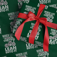 Funny Biker Wrapping Paper Roll When Life Throws You Curves Lean Into It Motorcycle - Wonder Print Shop