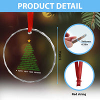 Funny Binary Xmas Tree Crystal Glass Ornament HAPPY NEW YEAR 11111101001 TS09
