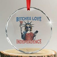 Funny Bitches Love Independence 4th Of July Crystal Glass Ornament Retro Statue Of Liberty - Wonder Print Shop