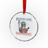 Funny Bitches Love Independence 4th Of July Crystal Glass Ornament Retro Statue Of Liberty - Wonder Print Shop