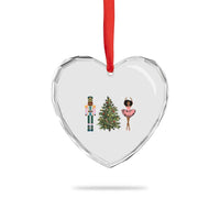 Funny Black Ballerina Nutcracker African American Xmas Heart Crystal Glass Ornament - Wonder Print Shop