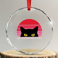 Funny Black Cat Anti Valentine Meme Crystal Glass Ornament - Wonder Print Shop