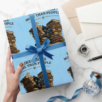 Funny Black Cat Bookworm Quote Wrapping Paper Roll I Like Books More Than People