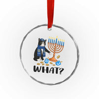 Funny Black Cat Chaos Hanukkah Menorah Gift Crystal Glass Ornament TS12